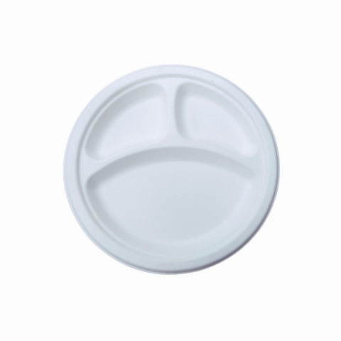 3 Section Bagasse Round Plate